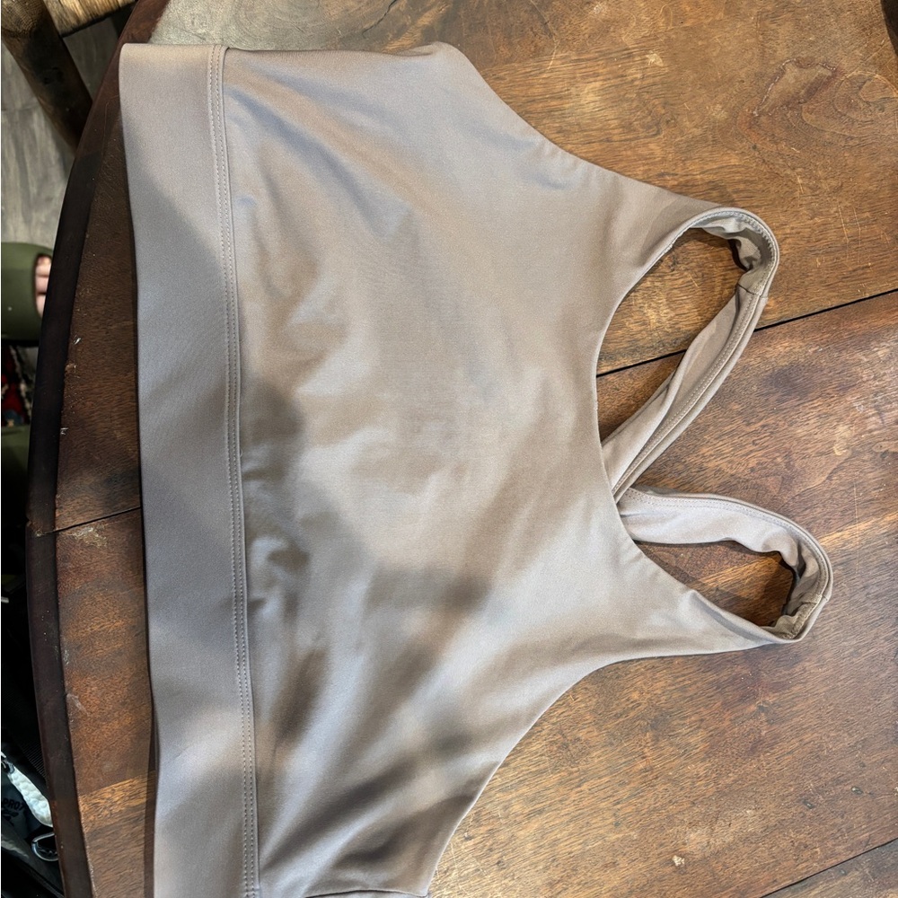 Fabletics Taupe Seamless Racerback Sports Bra